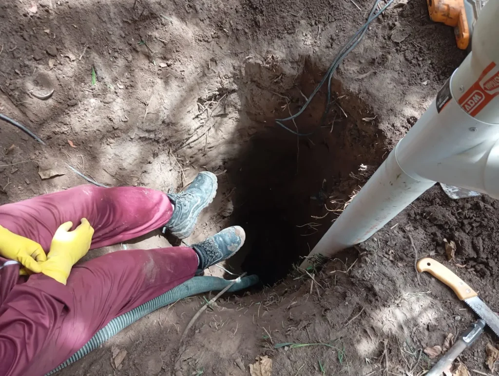Excavación en terreno para pozo